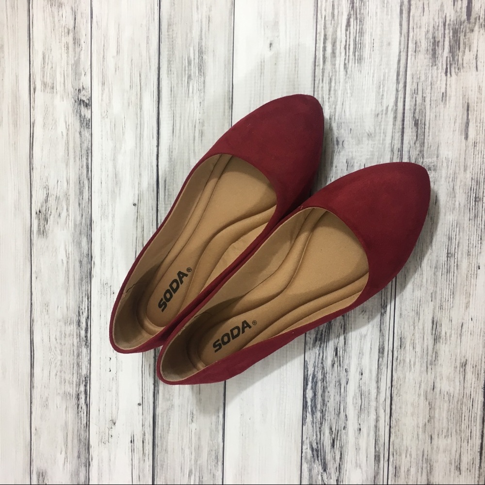 Soda red flats women pointy toe